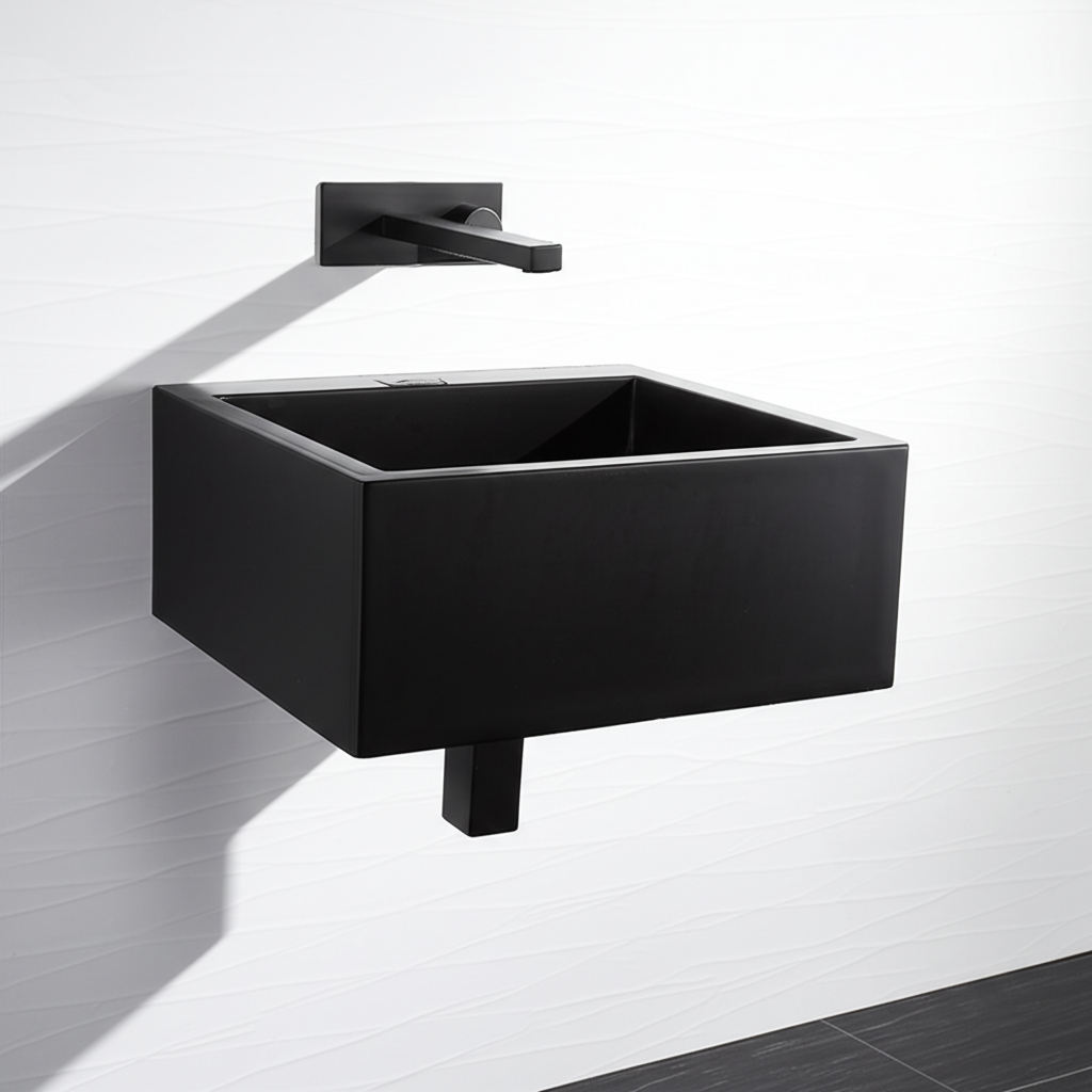 Toko Wall-Mounted Basin in Matte Black